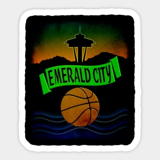 Emerald City Seattle Basketball Retro Design Sticker